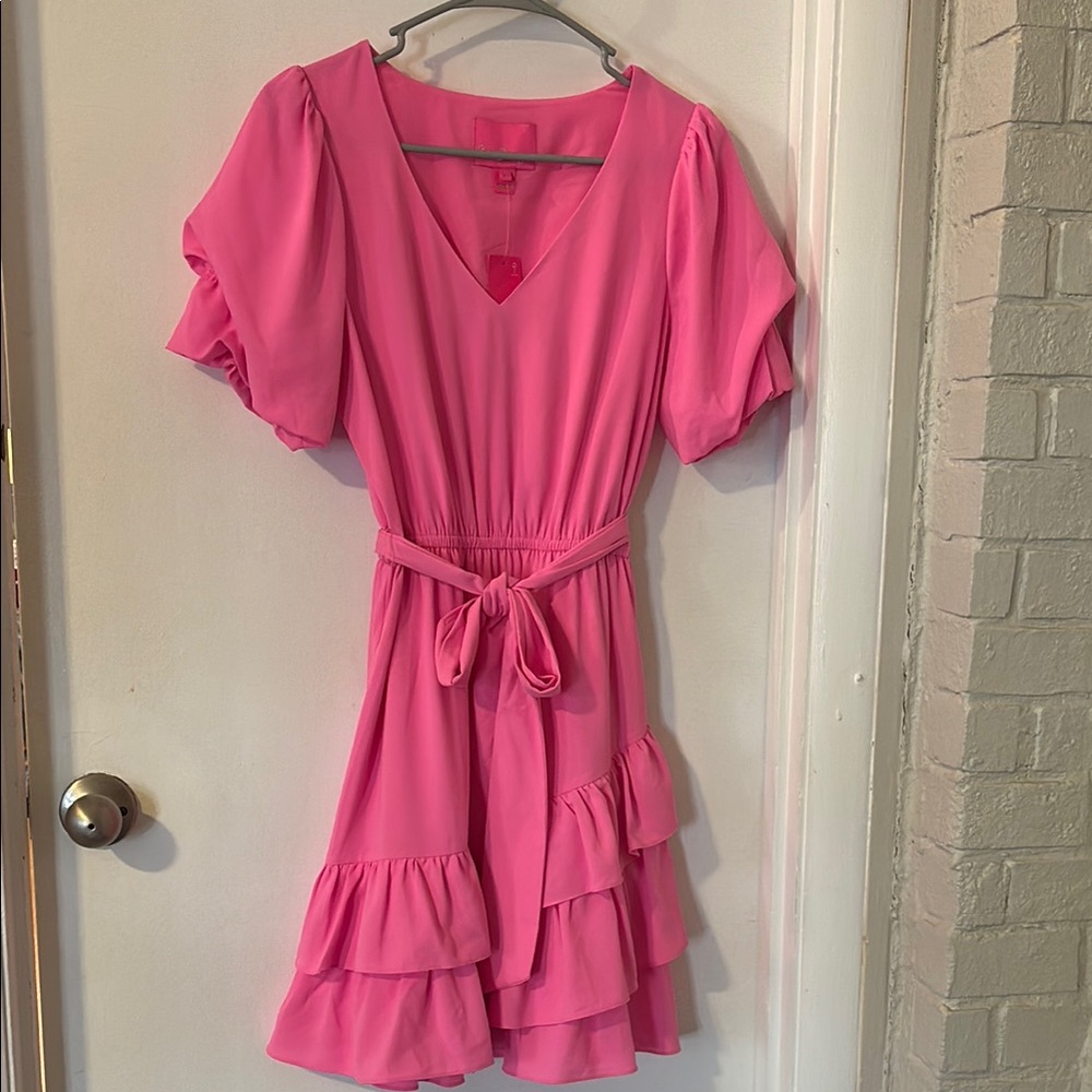 Elegant Pink Ruffle Dress